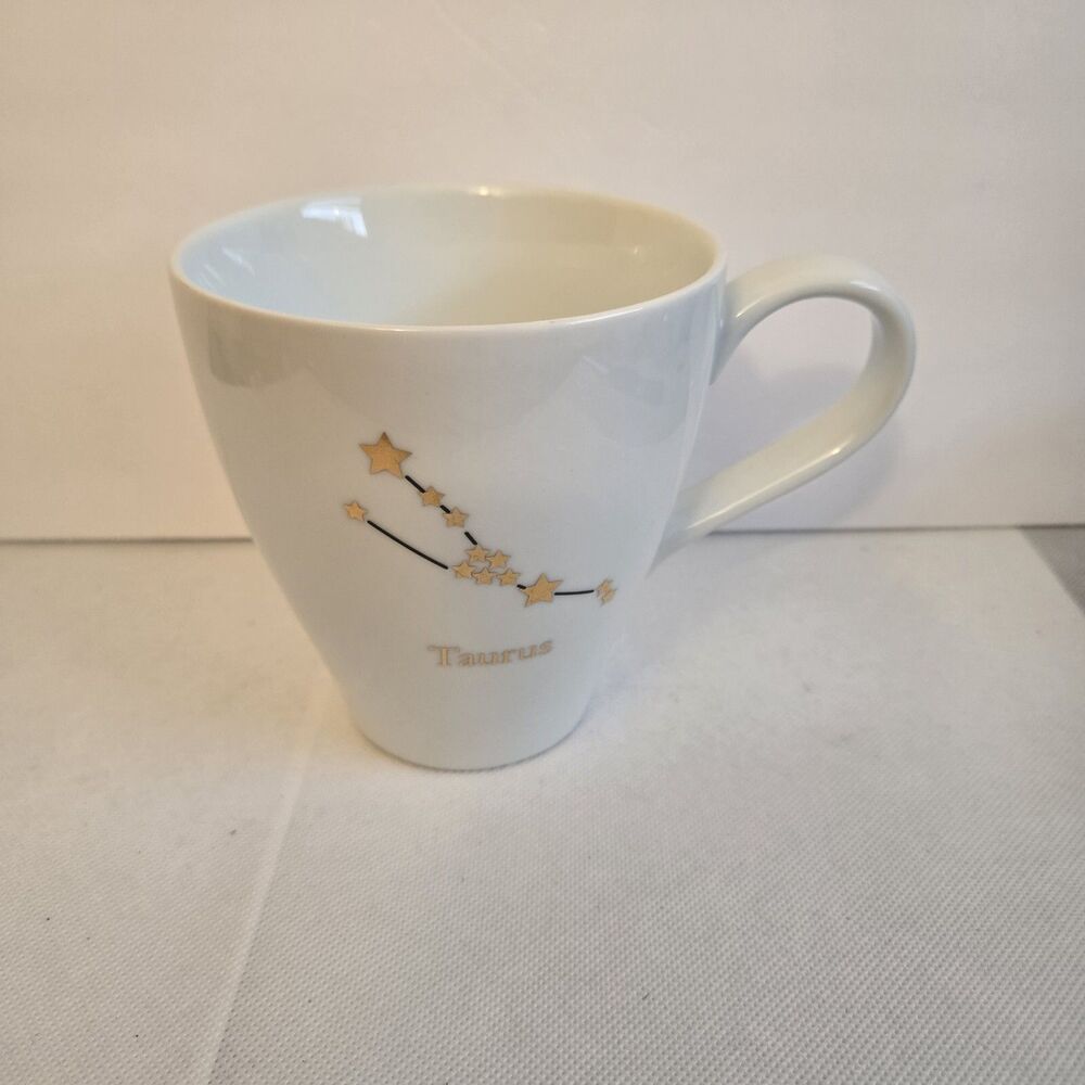 Taurus Zodiac Mug World Market Coffee Cup Teacup White Gold Constellation 18oz.